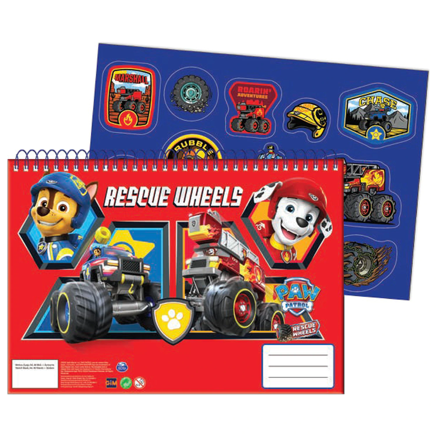 Paw Patrol Rescue Wheels A/4 Spiral-Skizzenbuch mit 40 Stickern Produktfoto