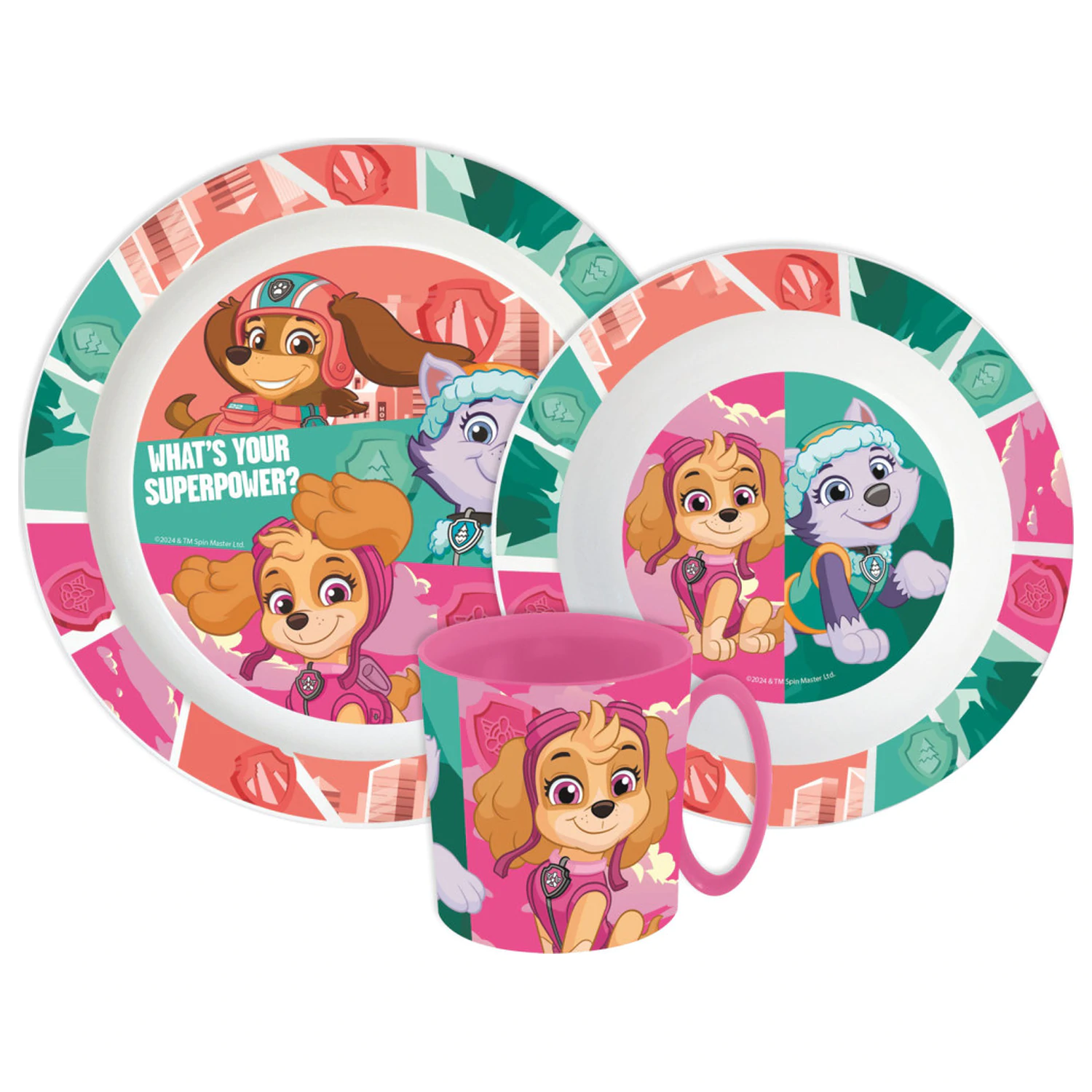 PAW Patrol Superpowers Essgeschirr-Set, Micro Plastic Set mit Tasse Produktfoto