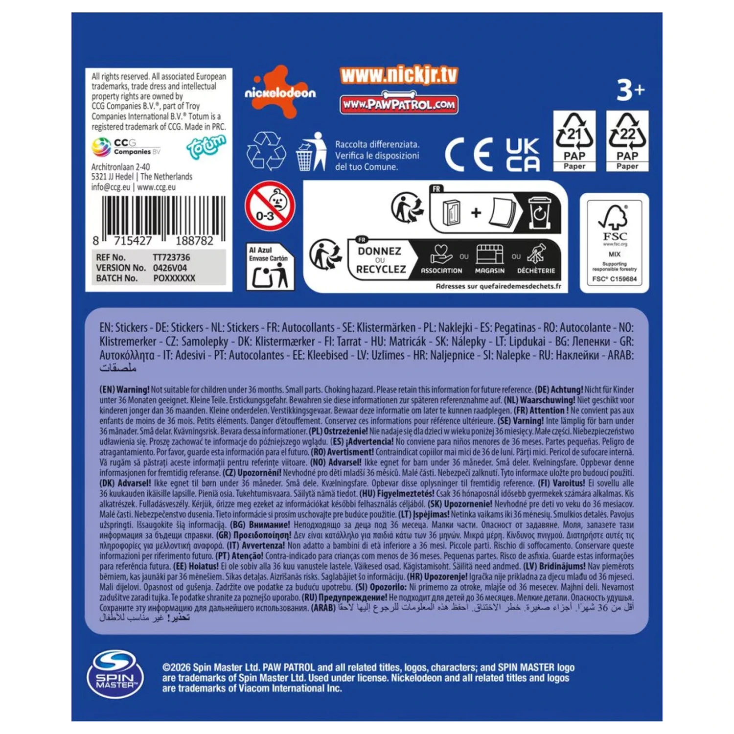 Paw Patrol Team Form Sticker Set, 75 Stück Produktfoto