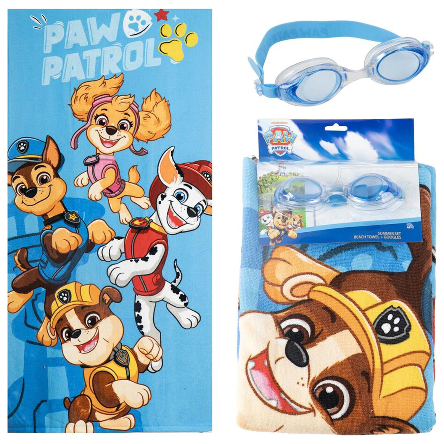 Paw Patrol Handtuch + Schwimmbrillen Set Produktfoto