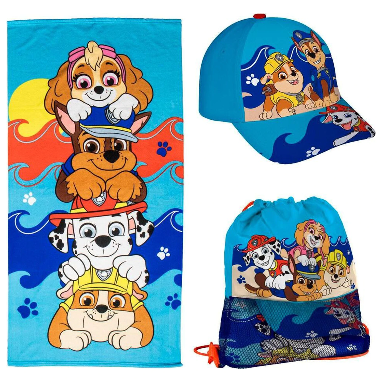 Paw Patrol Handtuch, Tasche und Baseballkappe Set Produktfoto