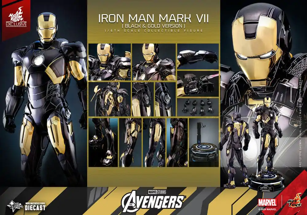 Marvel&#039;s The Avengers Diecast Movie Masterpiece Actionfigur 1/6 Iron Man Mark VII (Black &amp; Gold Version) 32 cm Produktfoto