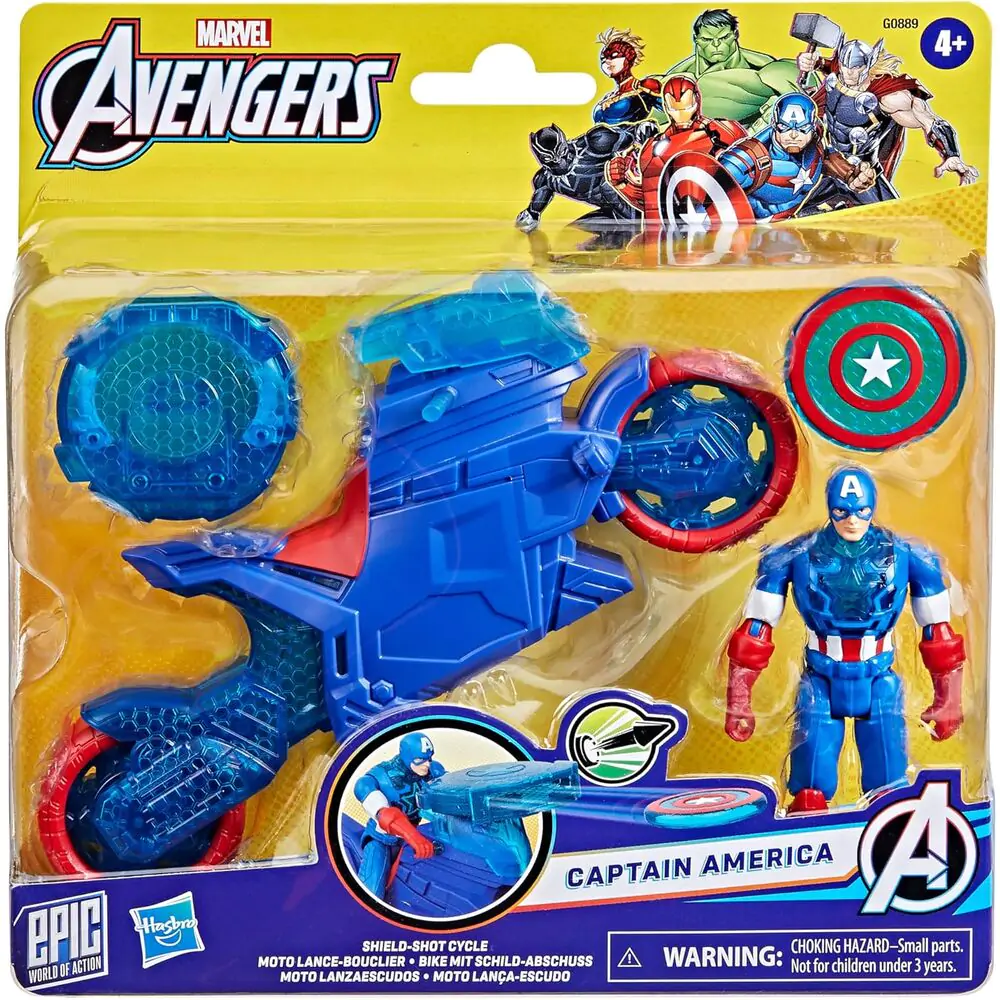 Marvel Avengers Motorrad Schildwerfer + Captain America Figur Produktfoto