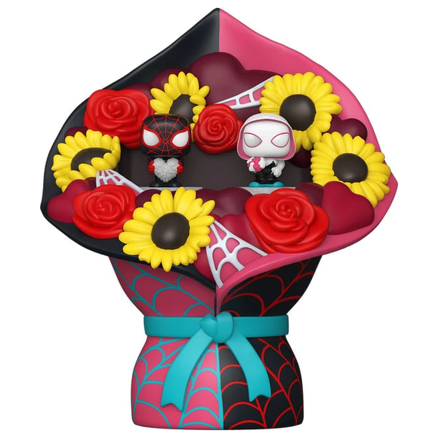 Marvel Bitty Funko POP! Blumenstrauß Vinyl Figuren 2er-Pack Miles Morales & Ghost Spider (Valentinstag) Produktfoto