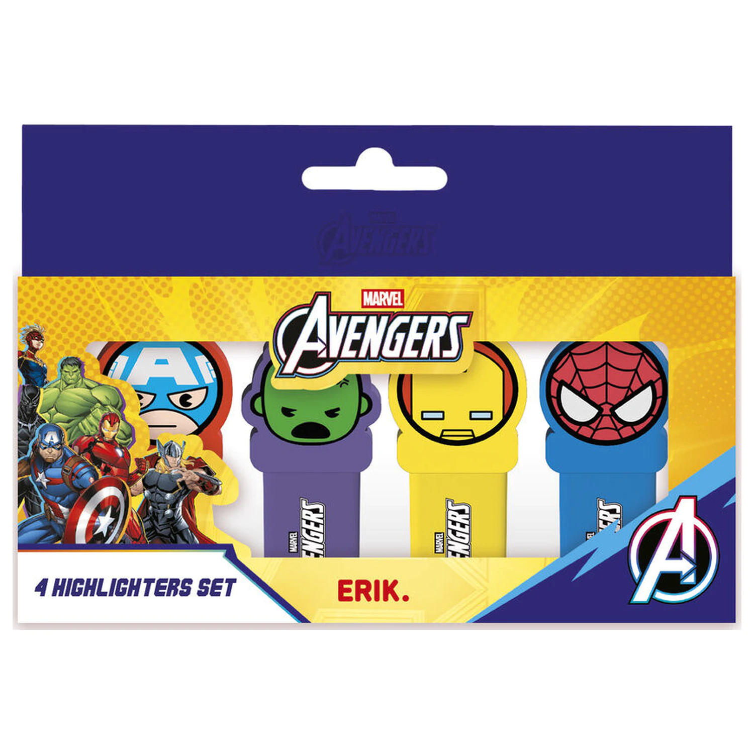 Marvel Avengers Set von 4 Textmarkern mit Topper Produktfoto