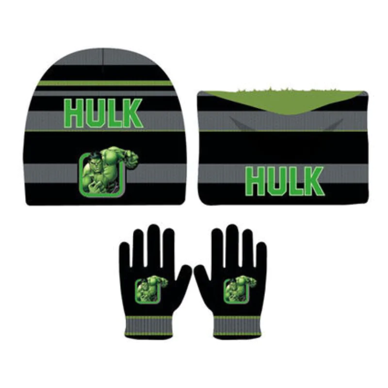 Marvel Avengers Hulk Set aus Mütze, Schlauchschal und Handschuhen für Kinder Produktfoto