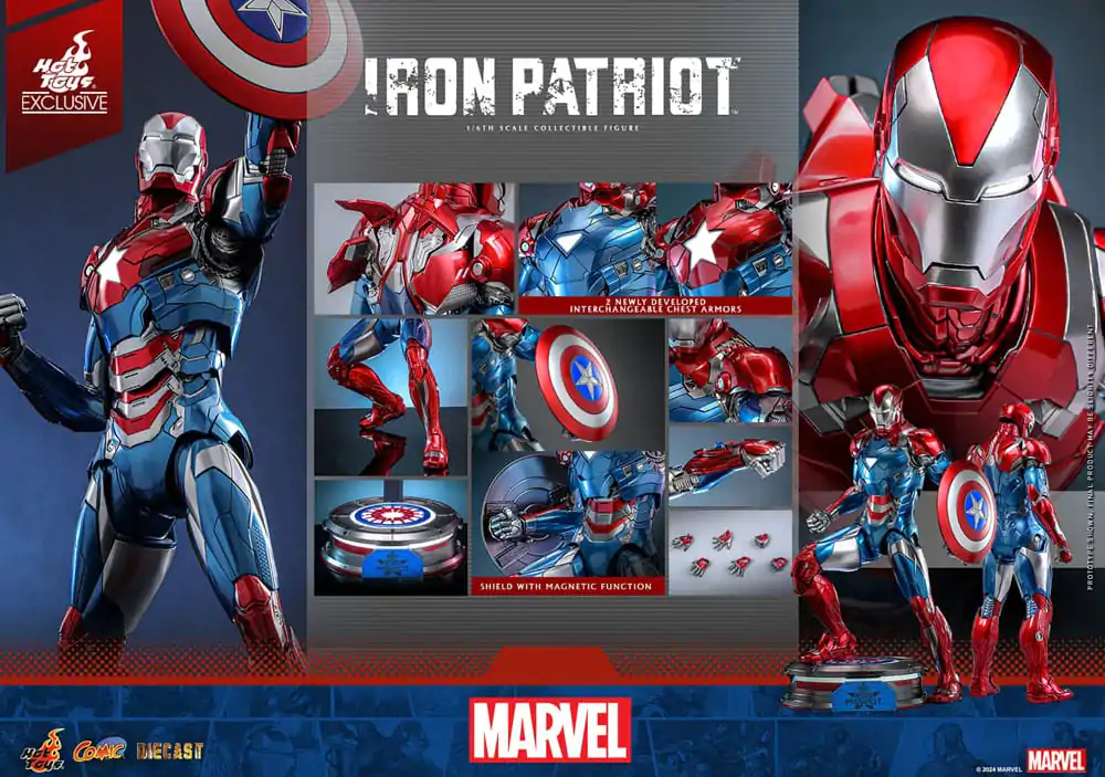 Marvel Comic Diecast Masterpiece Actionfigur 1/6 Iron Patriot Hot Toys Exclusive 32 cm Produktfoto