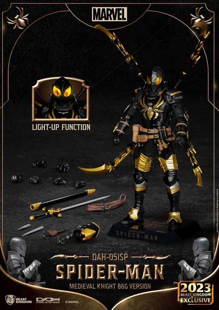 Marvel Dynamic 8ction Heroes Actionfigur 1/9 Medieval Knight Spider-Man B&amp;G Version 21 cm Produktfoto