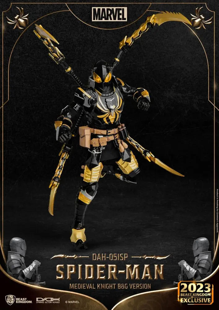 Marvel Dynamic 8ction Heroes Actionfigur 1/9 Medieval Knight Spider-Man B&amp;G Version 21 cm Produktfoto