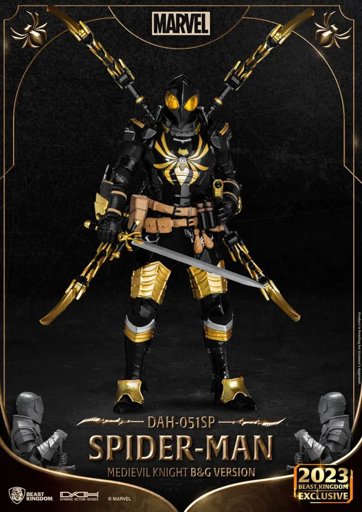 Marvel Dynamic 8ction Heroes Actionfigur 1/9 Medieval Knight Spider-Man B&amp;G Version 21 cm Produktfoto