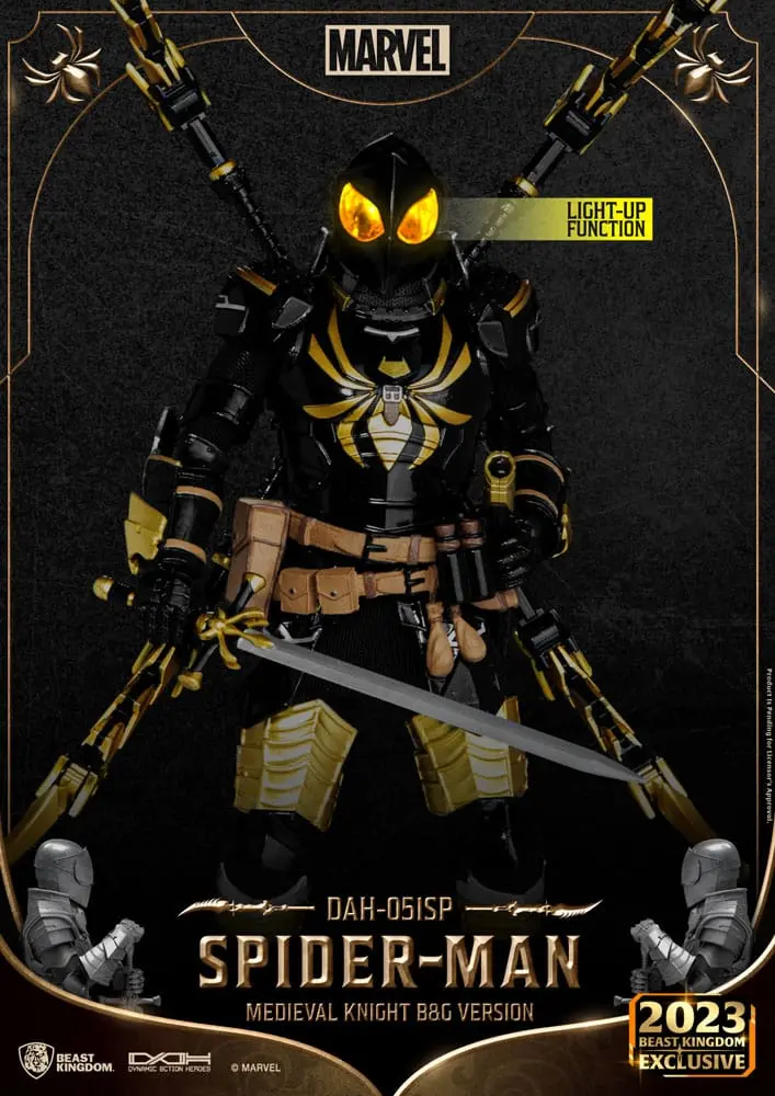 Marvel Dynamic 8ction Heroes Actionfigur 1/9 Medieval Knight Spider-Man B&amp;G Version 21 cm Produktfoto