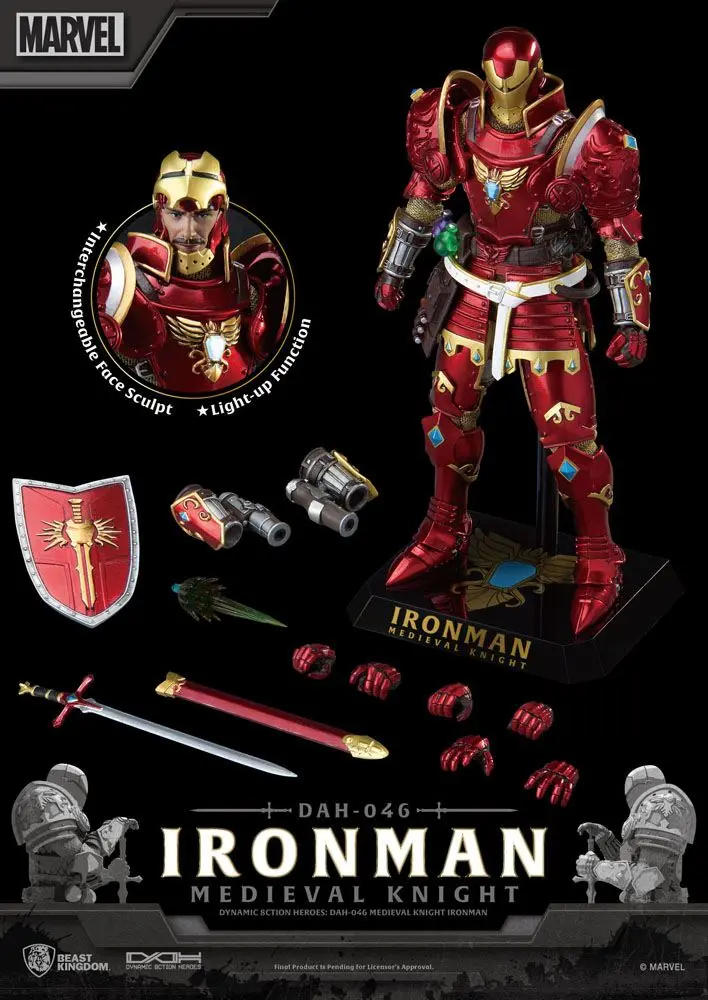 Marvel Dynamic 8ction Heroes Actionfigur 1/9 Medieval Knight Iron Man 20 cm Produktfoto