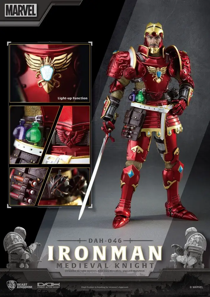 Marvel Dynamic 8ction Heroes Actionfigur 1/9 Medieval Knight Iron Man 20 cm Produktfoto