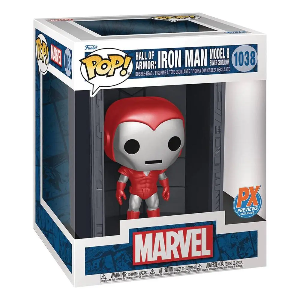 Marvel POP! Deluxe Vinyl Figur Hall of Armor Iron Man Model 8 Silver Centurion PX Exclusive 9 cm Produktfoto