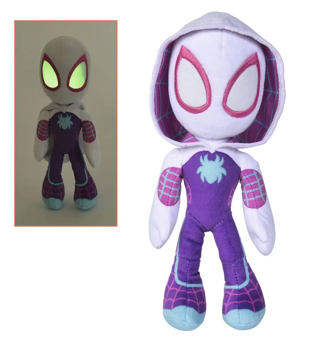 Marvel Plüschfigur Glow In The Dark Augen Ghost Spider 25 cm Produktfoto