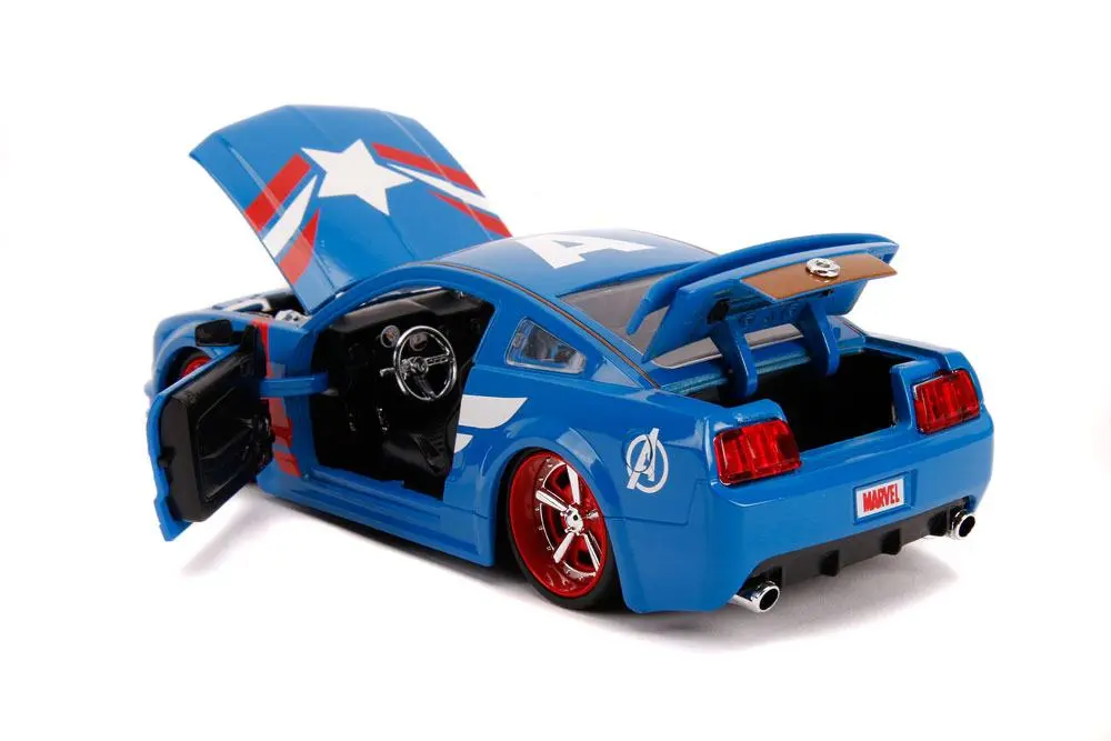 Marvel Hollywood Rides Diecast Modell 1/24 2006 Ford Mustang GT mit Captain America Figur Produktfoto