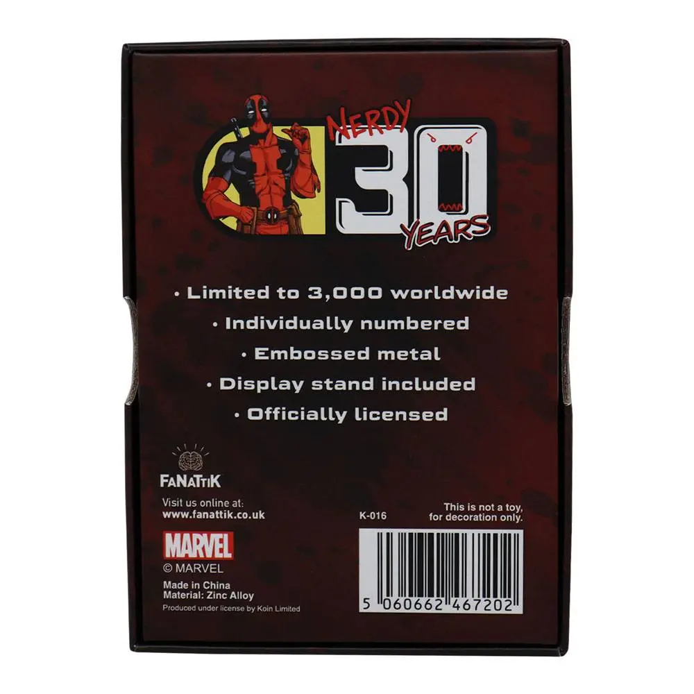 Marvel Metallbarren Deadpool Anniversary Limited Edition Produktfoto