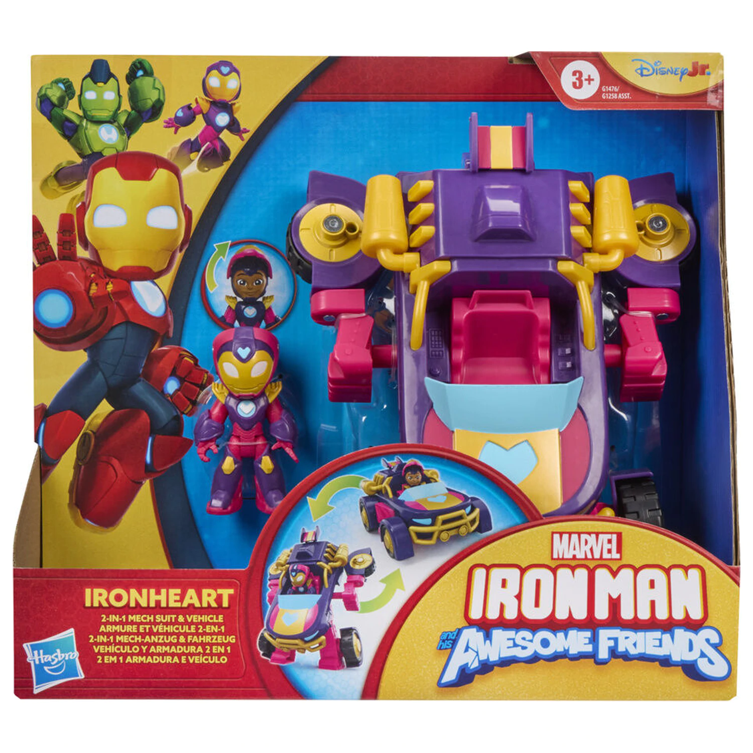 Marvel Iron Man And His Awesome Friends Iron Heart Figur und Fahrzeug Produktfoto