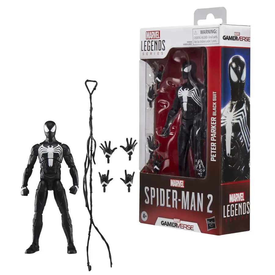 Marvel Legends Spider-Man 2 Peter Parker Black Suit Figur 15 cm Produktfoto