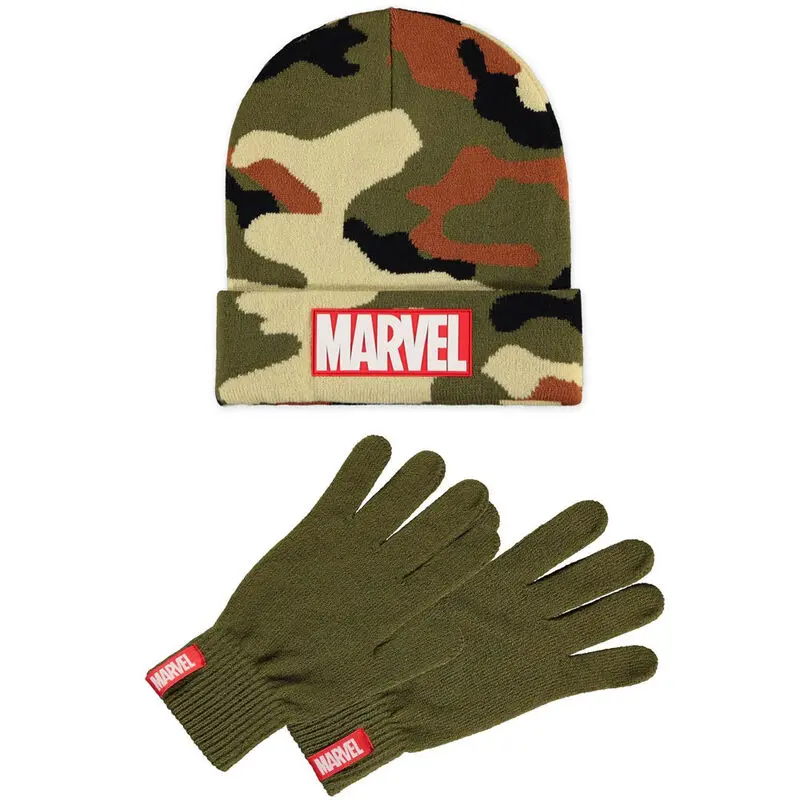 Marvel Logo Mütze und Handschuhe Set Produktfoto