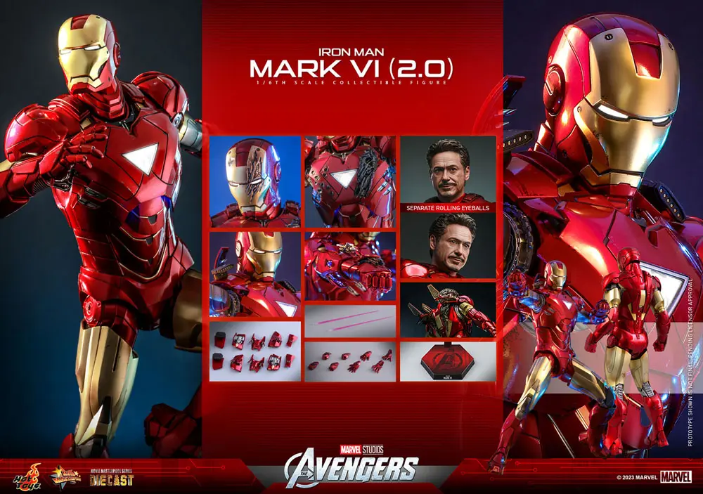 Marvel's The Avengers Movie Masterpiece Diecast Actionfigur 1/6 Iron Man Mark VI (2.0) 32 cm Produktfoto