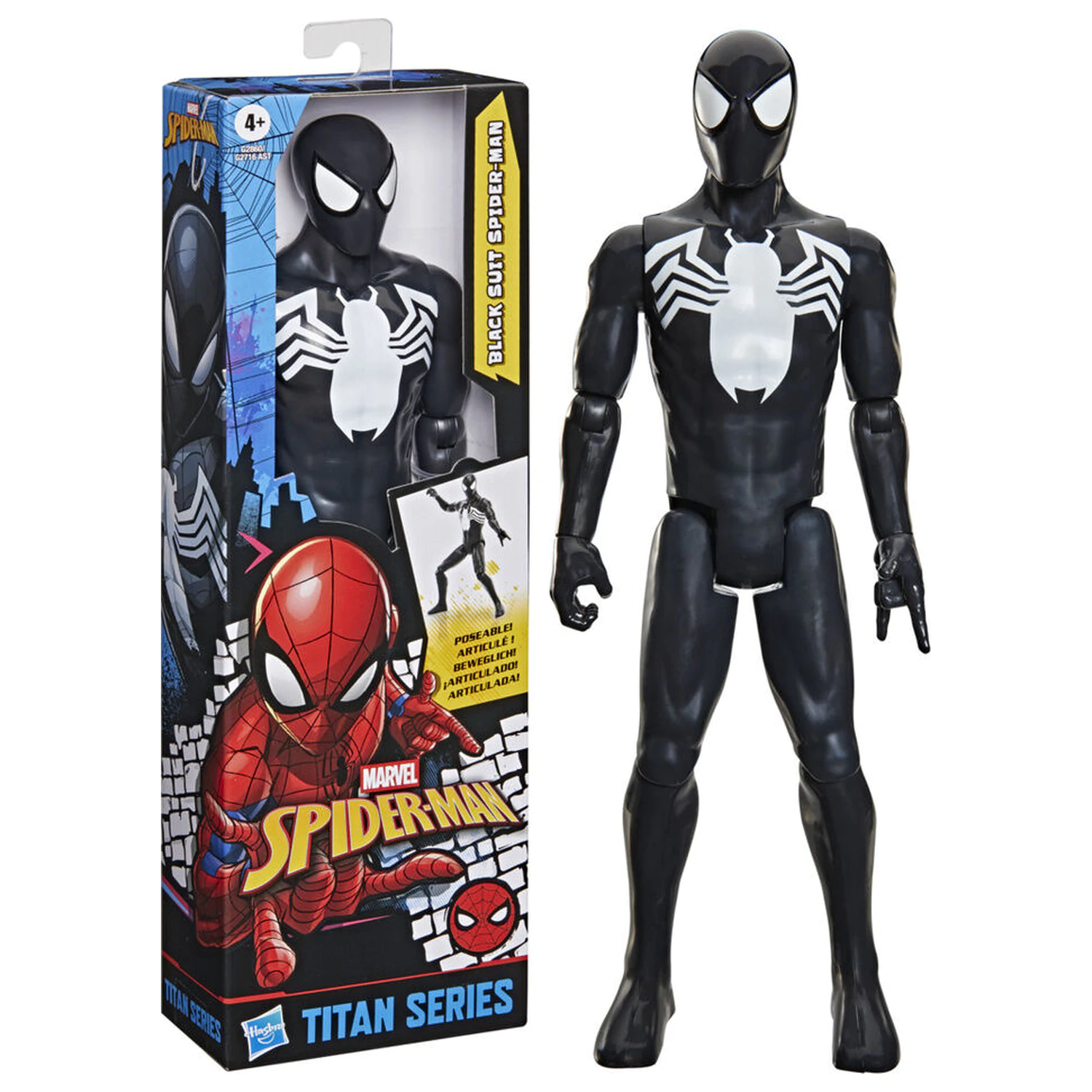 Marvel Spider-Man Titan Series Black Suit Spider-Man Figur 30cm Produktfoto