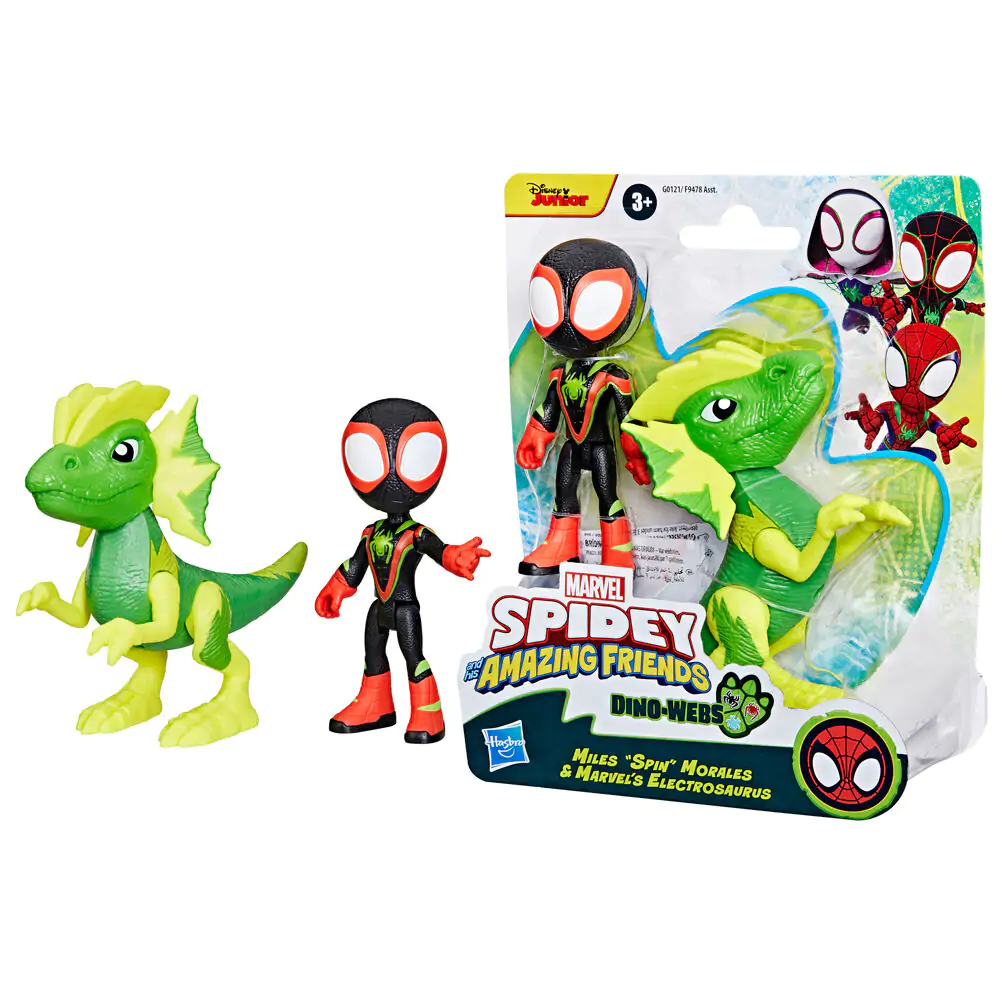 Marvel Spidey and his Amazing Friends Miles Spin Morales & Marvels Electrosaurus Figur Produktfoto