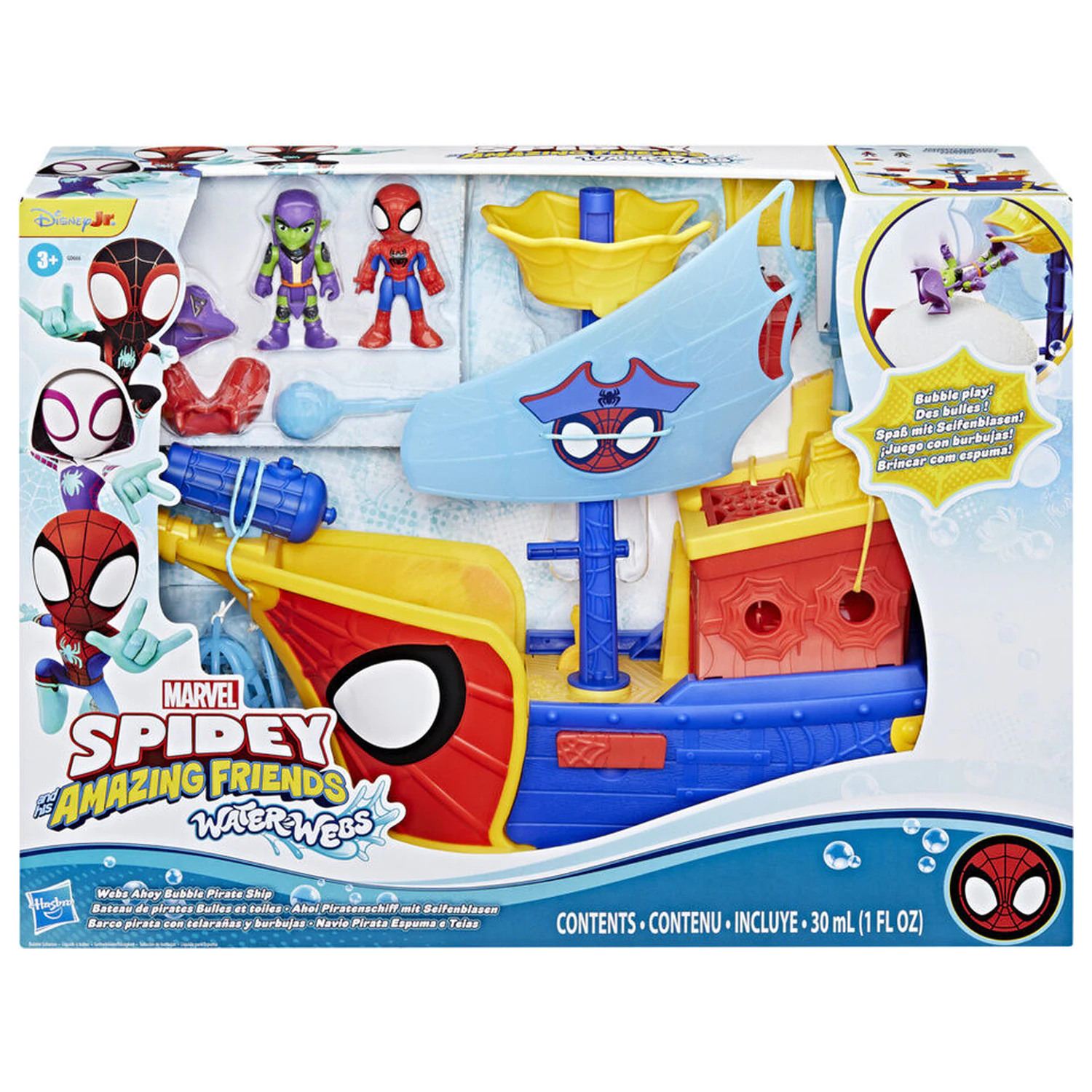 Marvel Spidey Spinnennetz und Blasen Piratenschiff Spielset Produktfoto