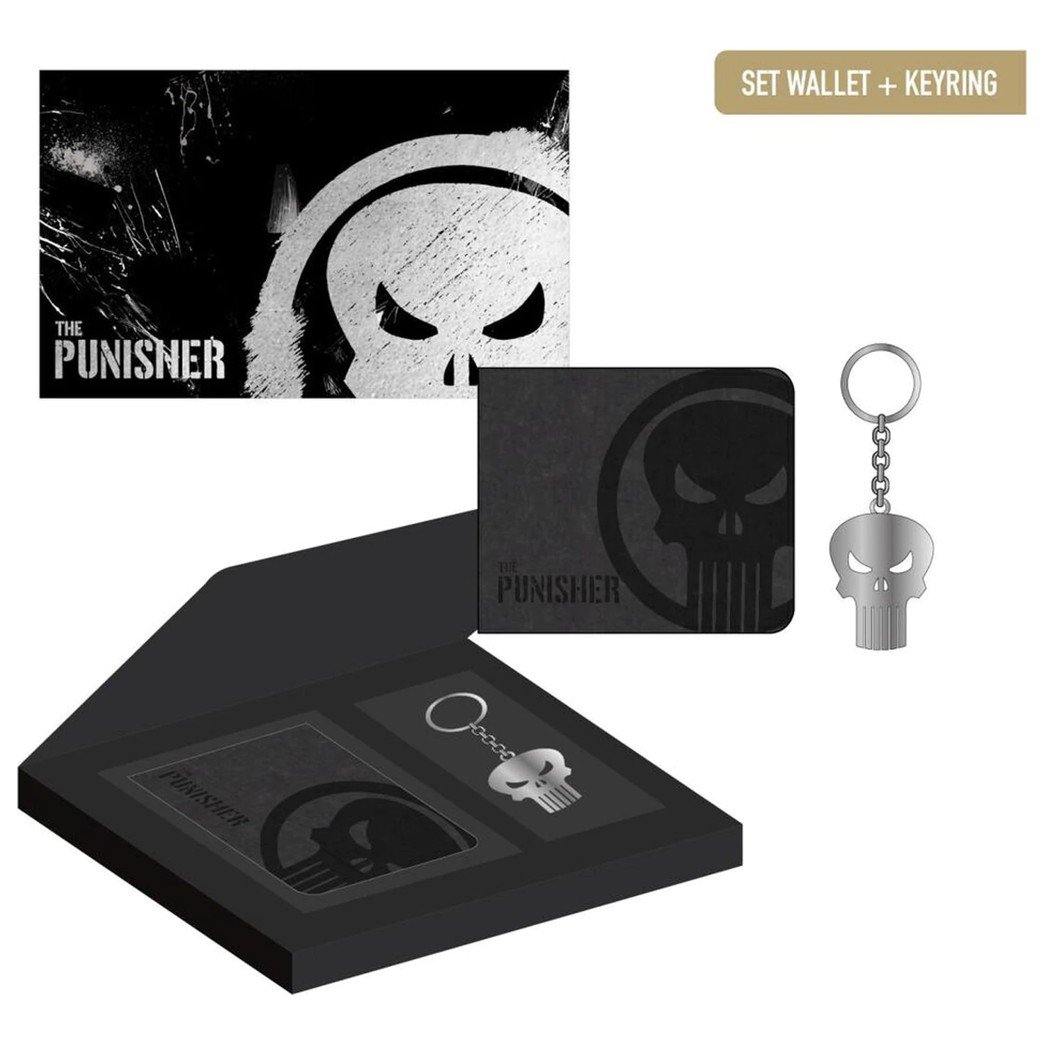 Marvel The Punisher Geldbörse und Schlüsselanhänger Geschenkset Produktfoto