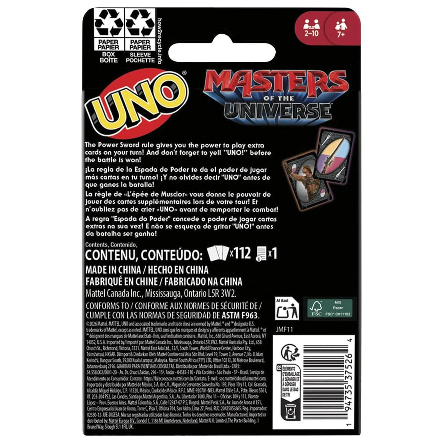 Masters of the Universe 2026 Movie UNO Kartenspiel Produktfoto