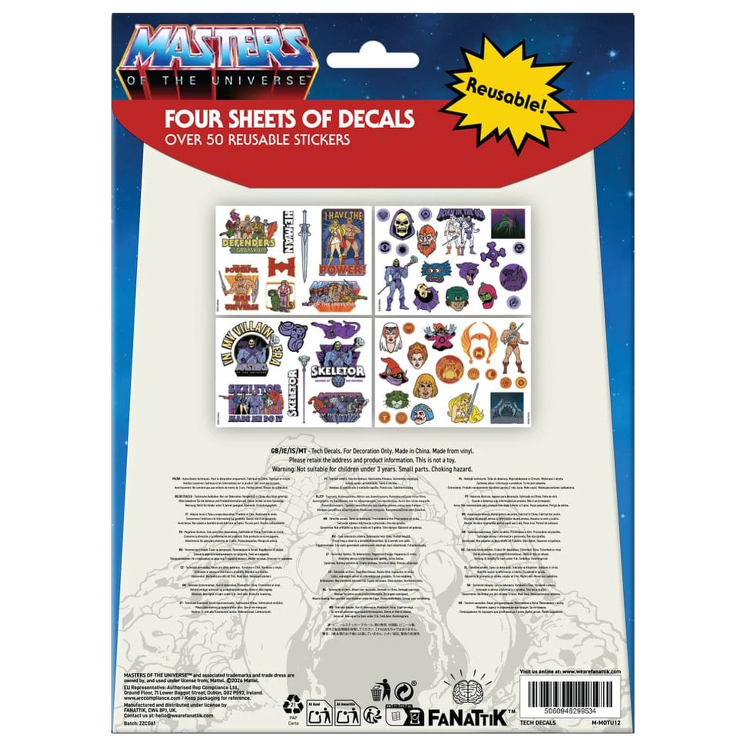 Masters of the Universe Tech Aufkleber Pack Produktfoto