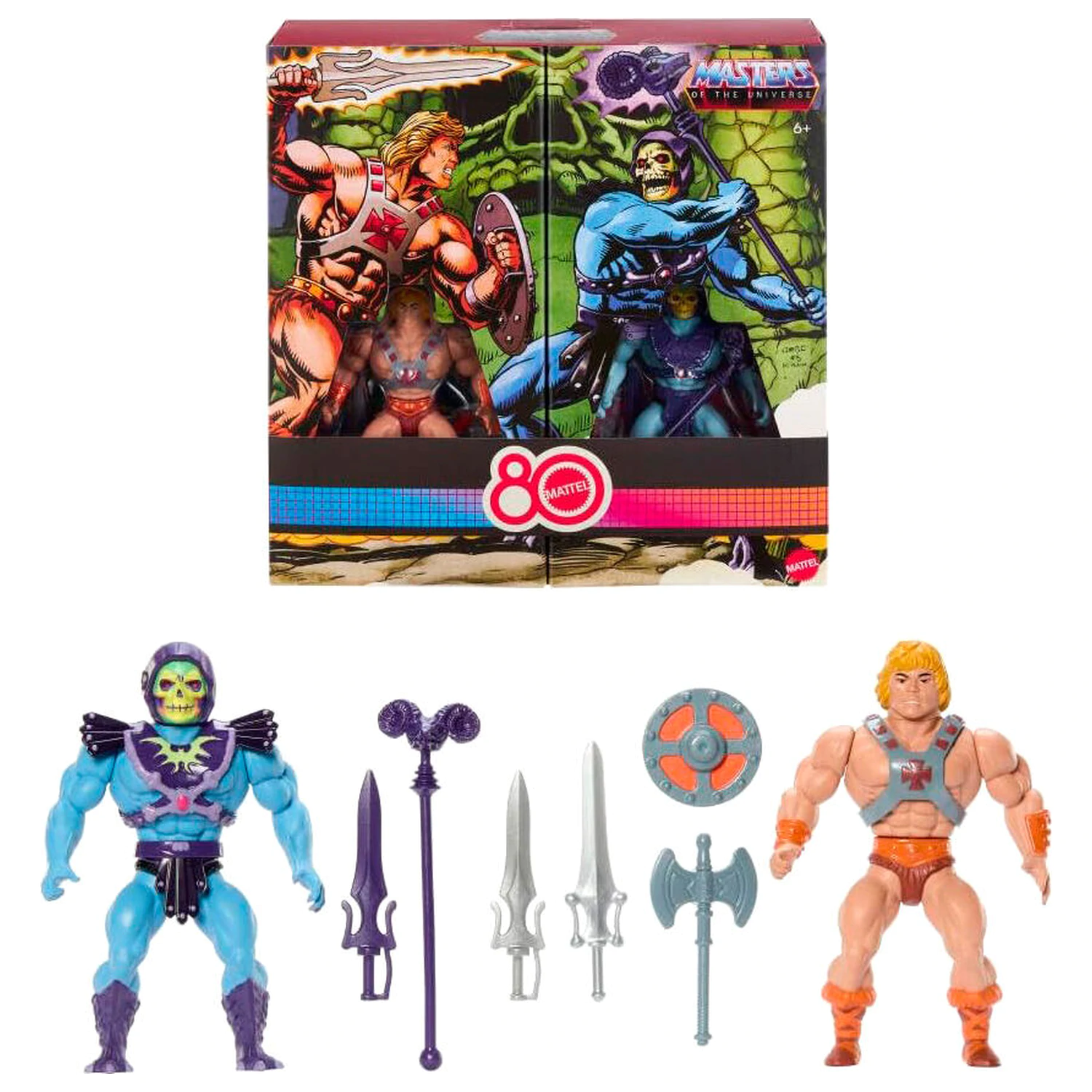 Masters of the Universe Origins 80. Jubiläum Mattel He-Man and Skeletor Set 2 Figuren 14cm Produktfoto