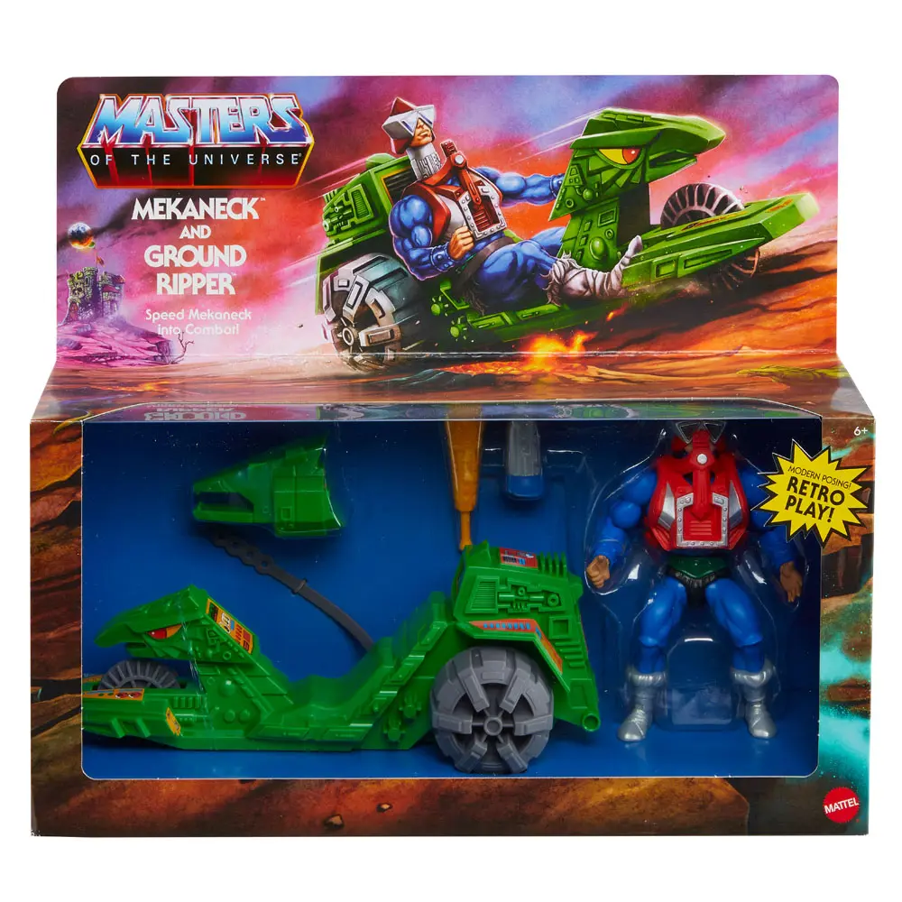 Masters of the Universe Origins Actionfigur mit Fahrzeug Mekaneck & Ground Ripper 14 cm Produktfoto
