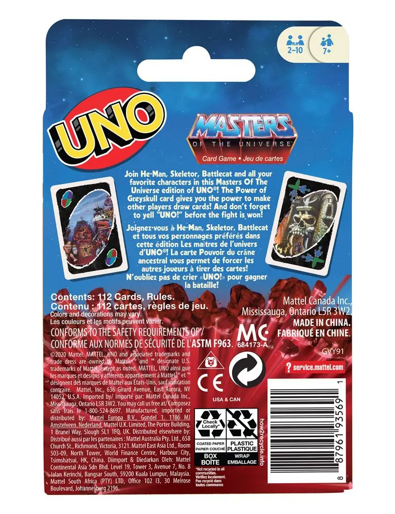 Masters of the Universe UNO Kartenspiel Produktfoto