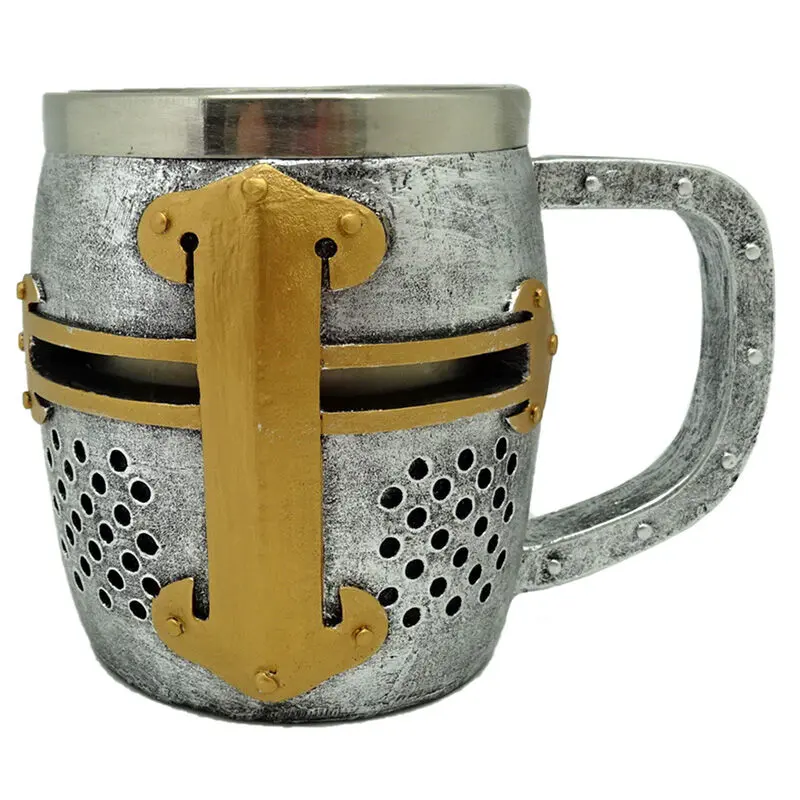 Medieval Knight Silver and Gold Helmet Krug termékfotó