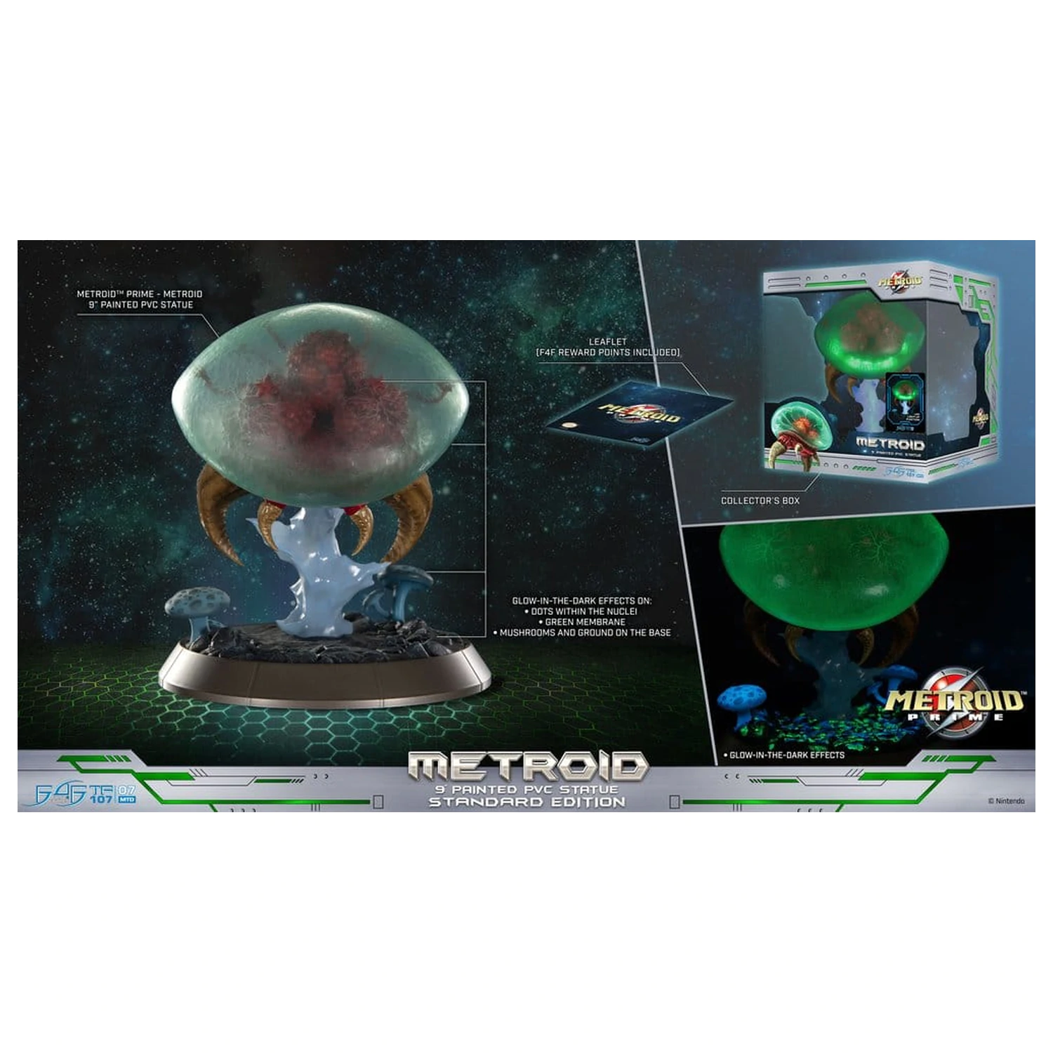 Metroid Prime PVC Figur Metroid (Standard) (Glow in the Dark) 21 cm Produktfoto