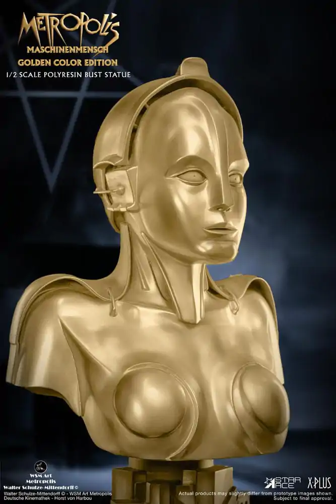 Metropolis Büste 1/2 Maria Maschinenmensch Metallic Gold Color Edition 50 cm Produktfoto