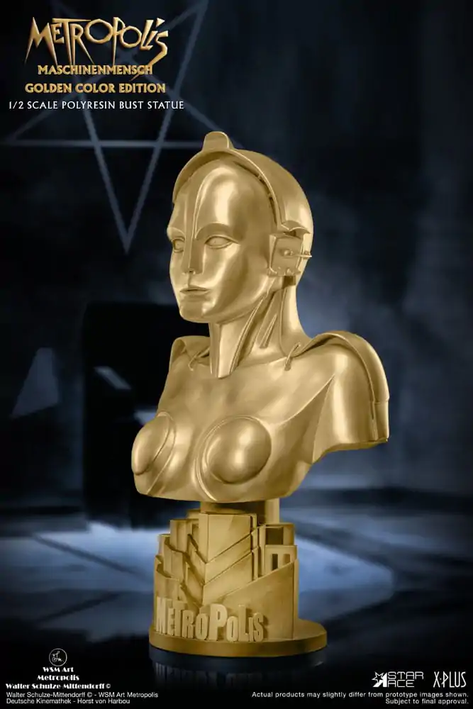 Metropolis Büste 1/2 Maria Maschinenmensch Metallic Gold Color Edition 50 cm Produktfoto