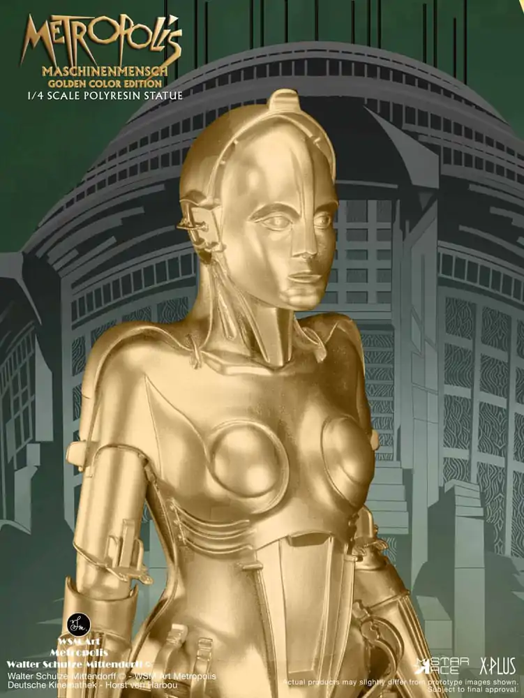 Metropolis Statue 1/4 Maschinenmensch Metallic Gold 40 cm Produktfoto