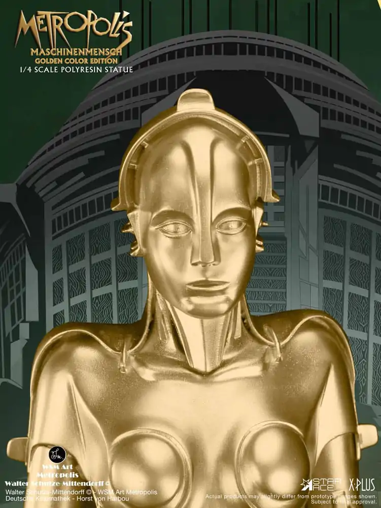 Metropolis Statue 1/4 Maschinenmensch Metallic Gold 40 cm Produktfoto