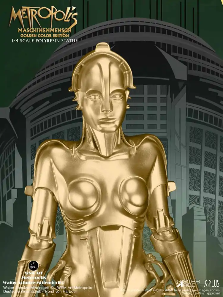 Metropolis Statue 1/4 Maschinenmensch Metallic Gold 40 cm Produktfoto