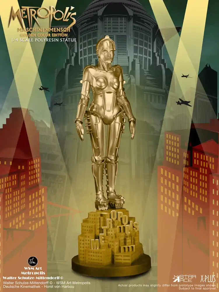 Metropolis Statue 1/4 Maschinenmensch Metallic Gold 40 cm Produktfoto