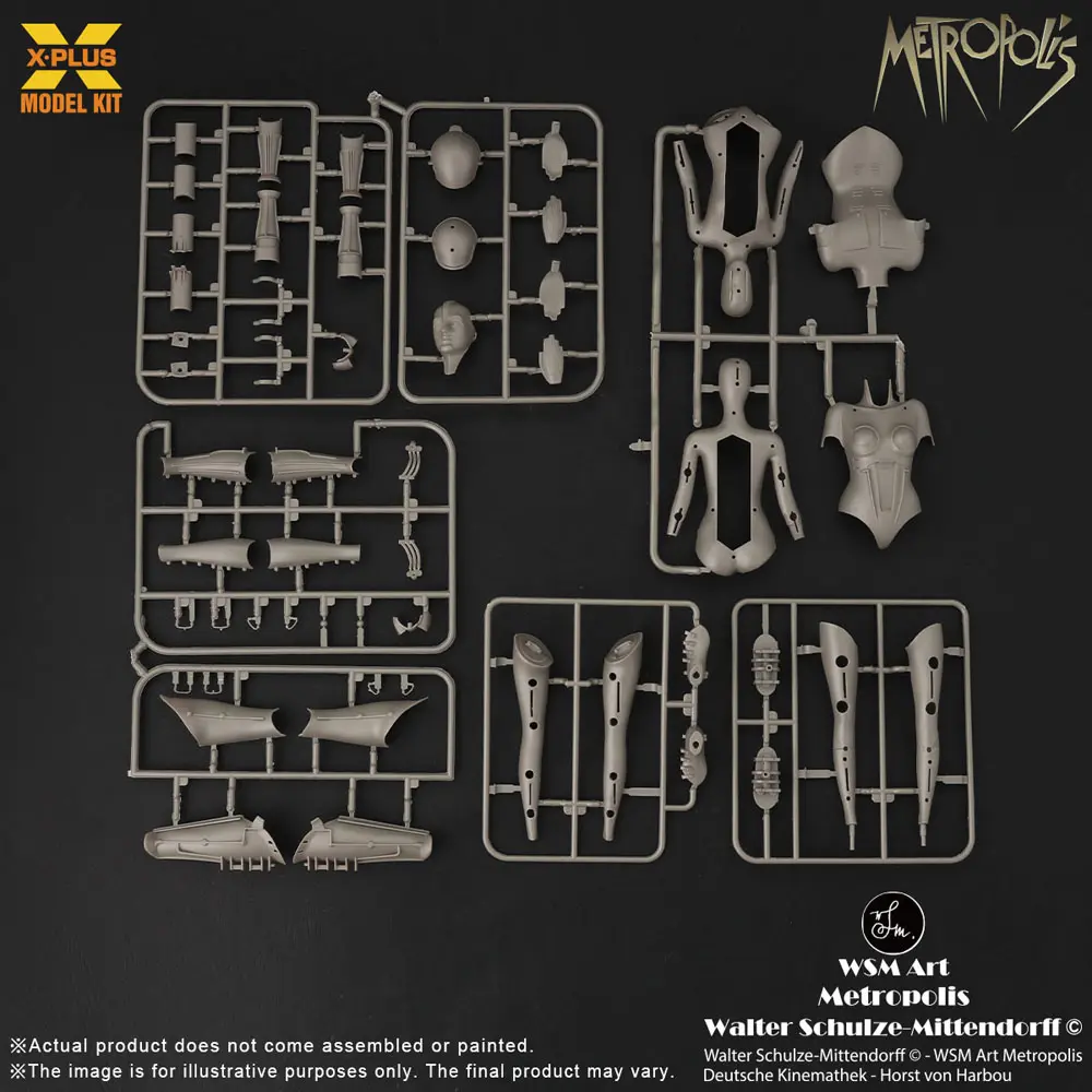 Metropolis Plastikmodellbausatz 1/8 Maschinenmensch Maria Silber Screen Edition 26 cm Produktfoto