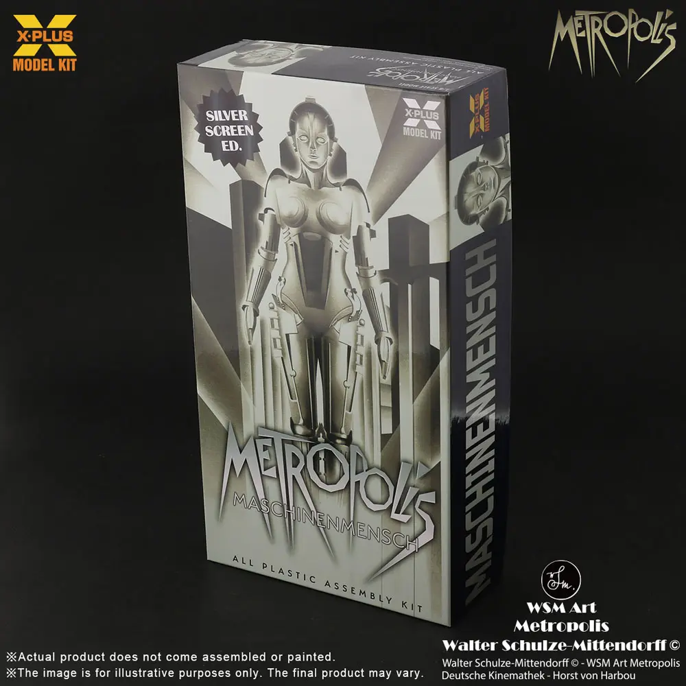 Metropolis Plastikmodellbausatz 1/8 Maschinenmensch Maria Silber Screen Edition 26 cm Produktfoto