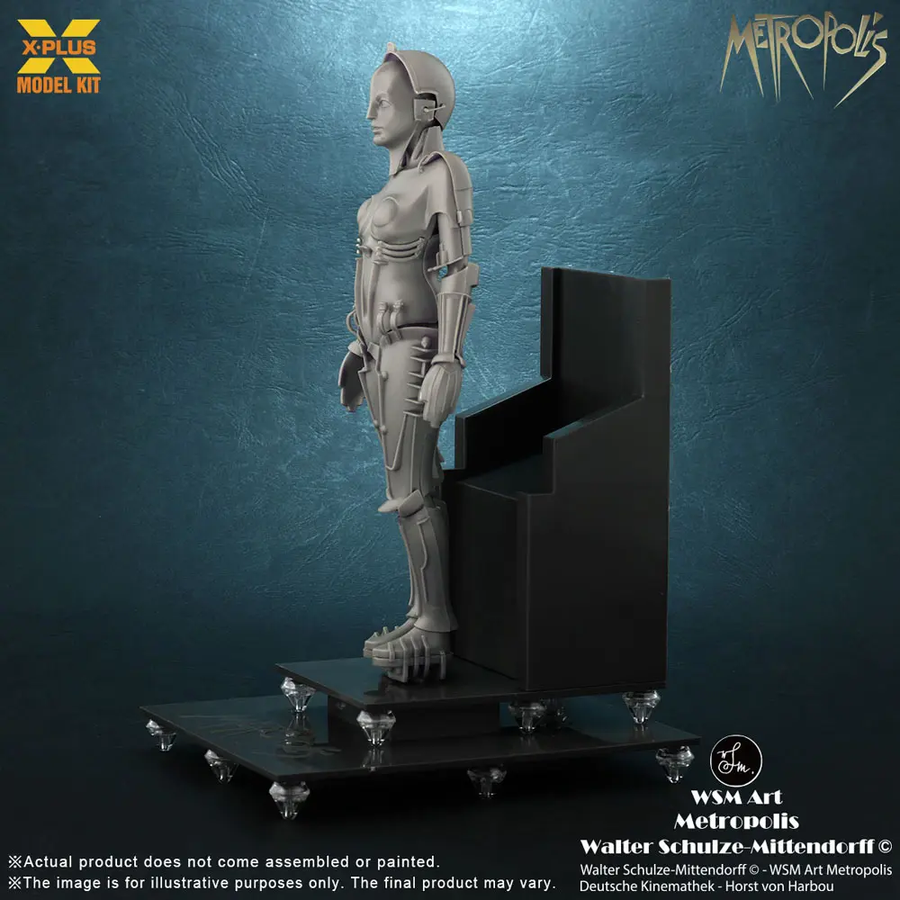 Metropolis Plastikmodellbausatz 1/8 Maschinenmensch Maria Silber Screen Edition 26 cm Produktfoto