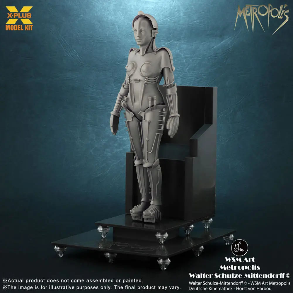 Metropolis Plastikmodellbausatz 1/8 Maschinenmensch Maria Silber Screen Edition 26 cm Produktfoto