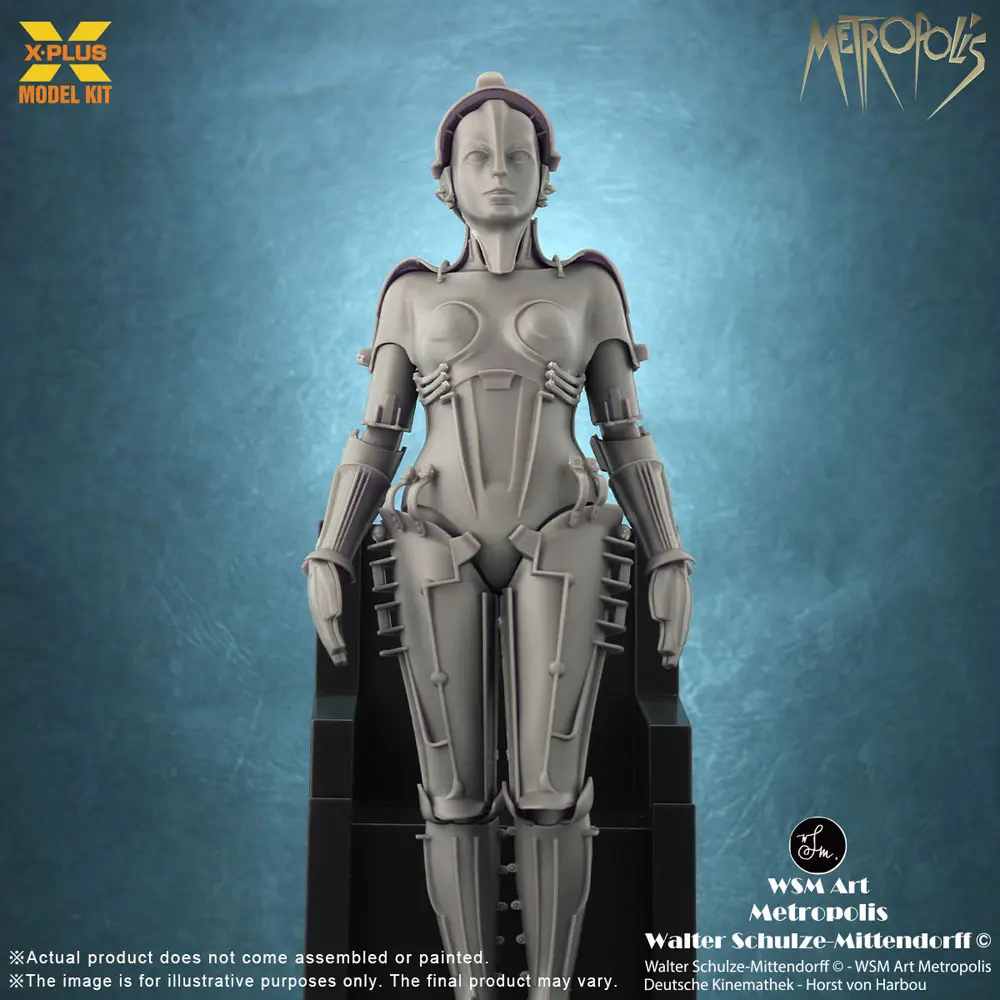 Metropolis Plastikmodellbausatz 1/8 Maschinenmensch Maria Silber Screen Edition 26 cm Produktfoto