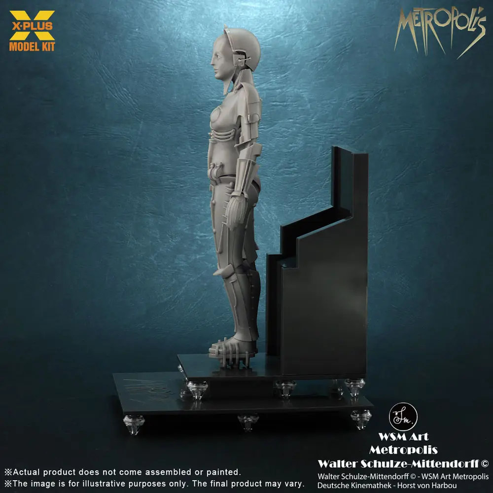 Metropolis Plastikmodellbausatz 1/8 Maschinenmensch Maria Silber Screen Edition 26 cm Produktfoto
