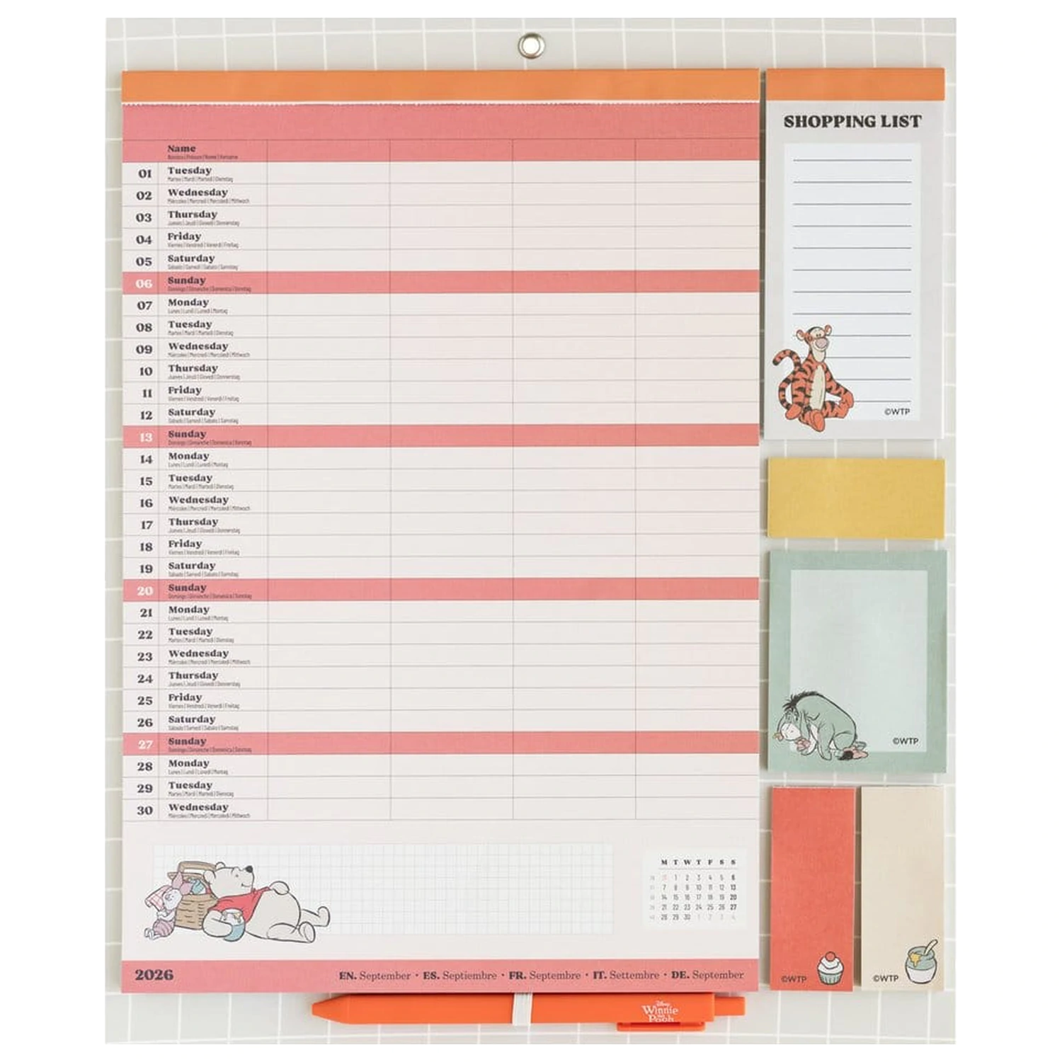 Winnie the Pooh Magnetischer Planer 2026/27 30 x 35 cm Produktfoto