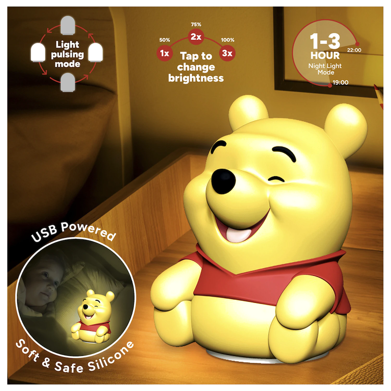 Winnie the Pooh 'SquishyGlo' Dekorative Leuchte wiederaufladbar Produktfoto